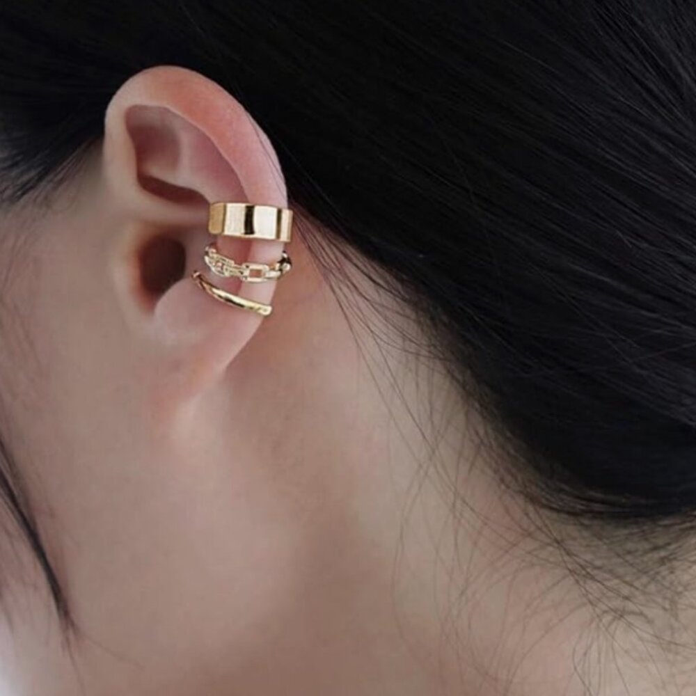 SET OF 3 :  Free People Non-Piercing Ear Cuffs Earrings - Picture 4 of 6